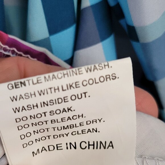 Button down blouse XL long sleeves colorful plaid Women's Polyester Ombre - Picture 9 of 10